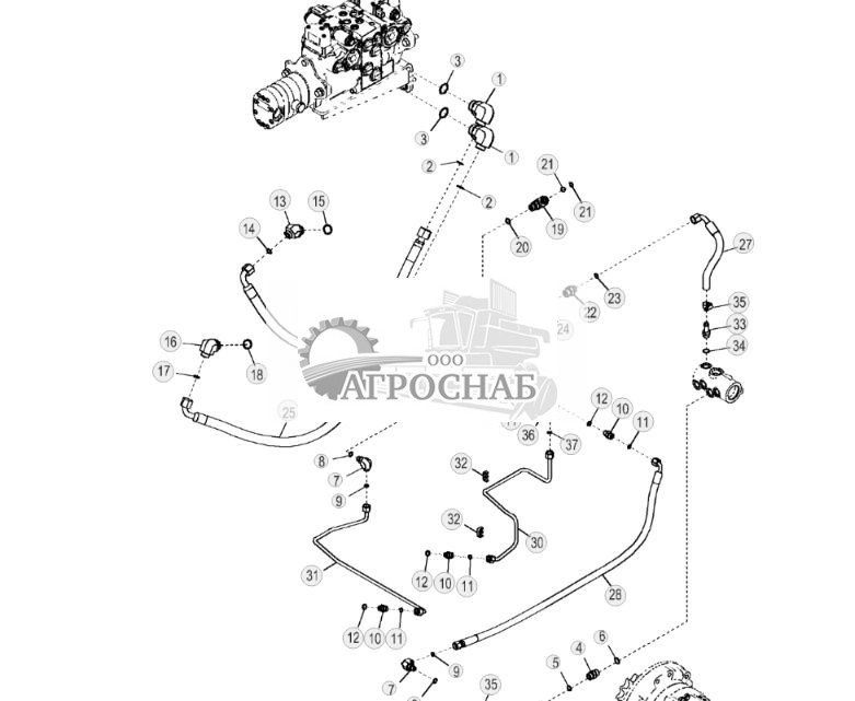 Гидросистема правого гидростатического привода (ЭГ органы управления) (двухскоростной) - ST2469 180.jpg